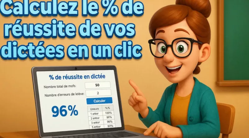 Calculez le pourcentage de réussite de vos dictées en un clic