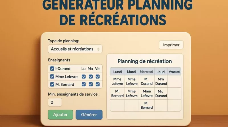 Nouvelle ressource : un générateur automatique de plannings de récréation