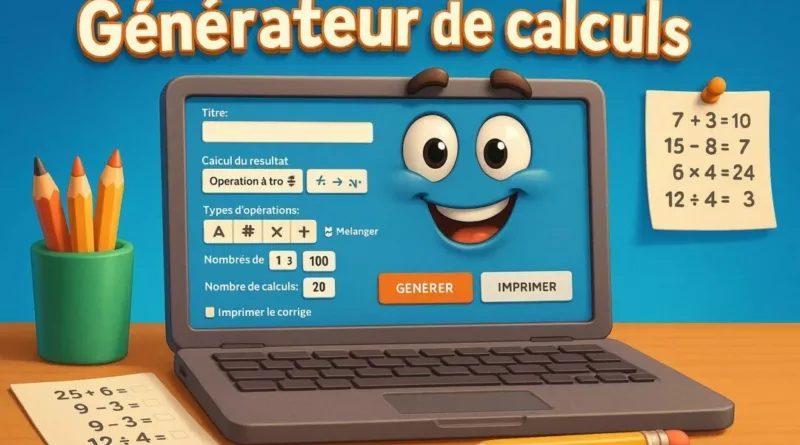 Un générateur de calculs gratuit simple et entièrement configurable