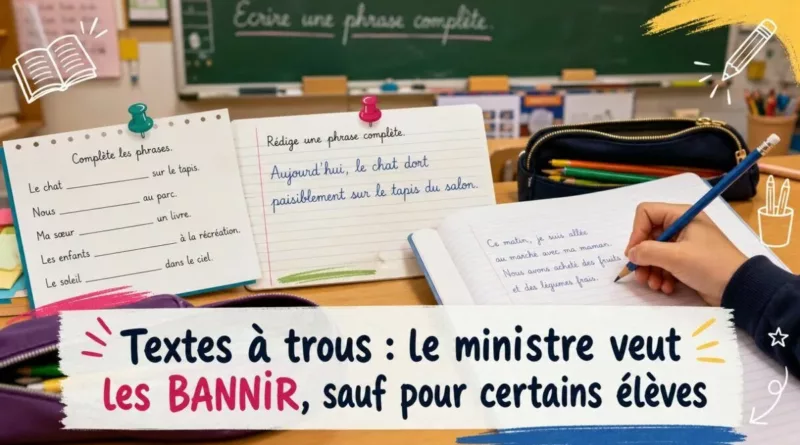 Textes à trous : le ministre veut les bannir, sauf pour certains élèves