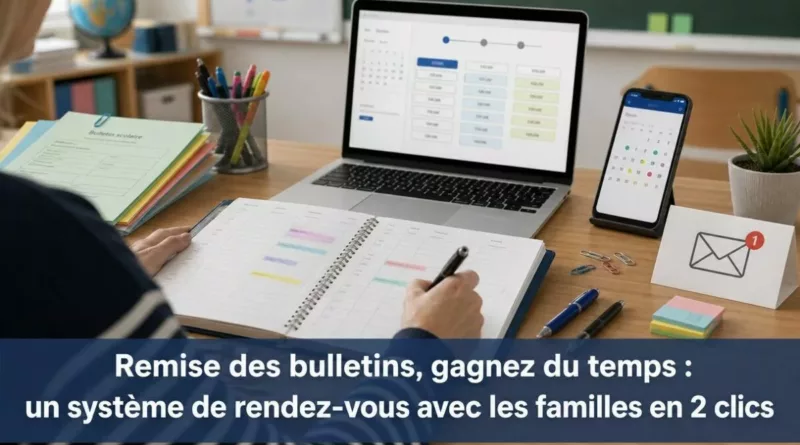Remise des bulletins, gagnez du temps : un système de rendez-vous avec les familles en 2 clics
