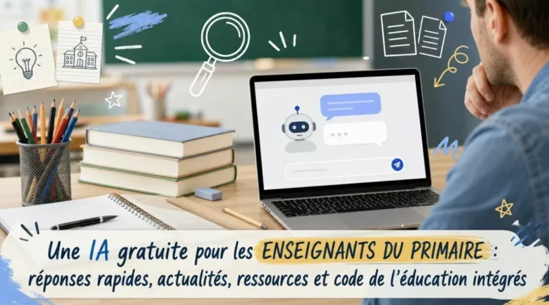 Une IA gratuite pour les enseignants du primaire : réponses rapides, actualités, ressources et code de l’éducation intégrés