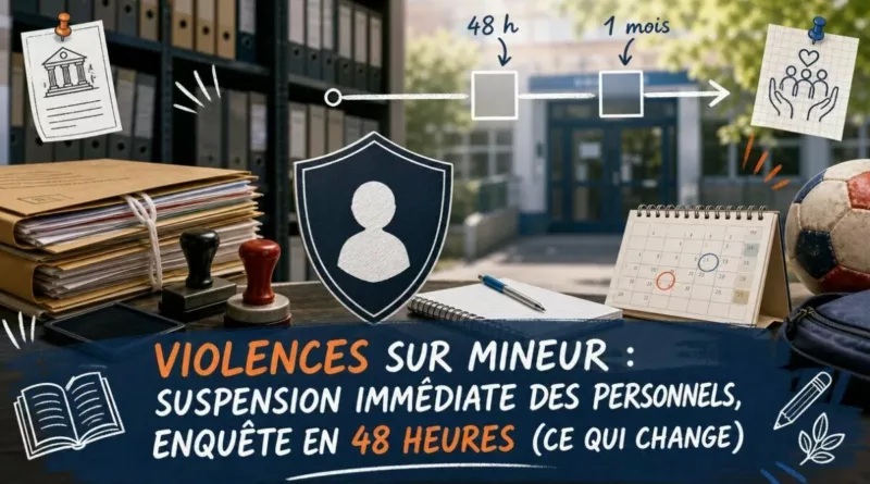 Violences sur mineur : suspension immédiate des personnels, enquête en 48 heures (ce qui change)
