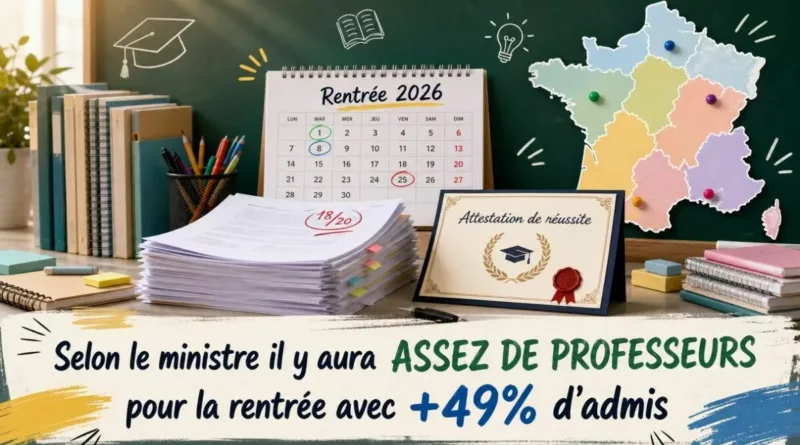 Selon le ministre il y aura assez de professeurs pour la rentrée avec +49% d’admis