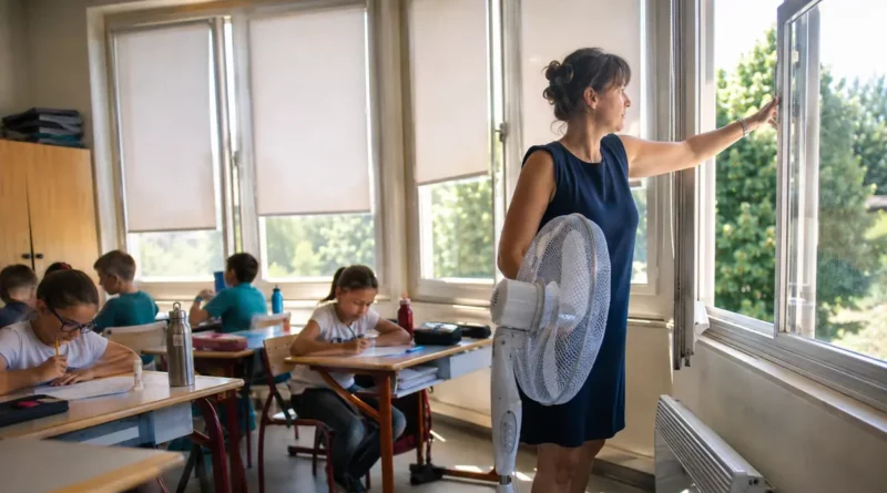 Classe d’école primaire pendant un épisode de canicule