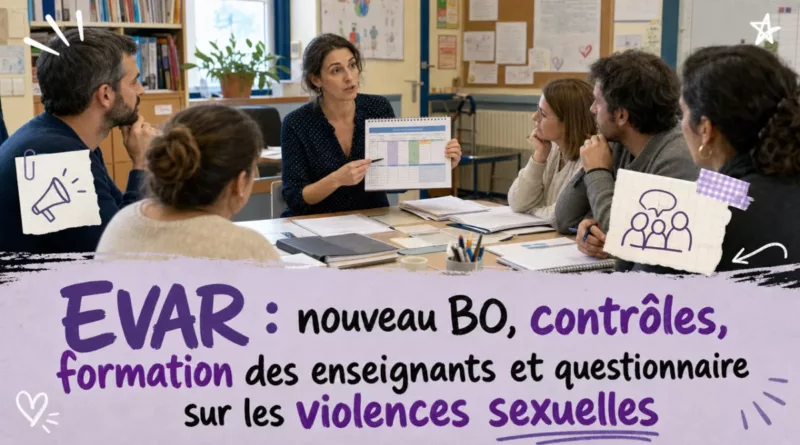 EVAR : nouveau BO, contrôles, formation des enseignants et questionnaire sur les violences sexuelles