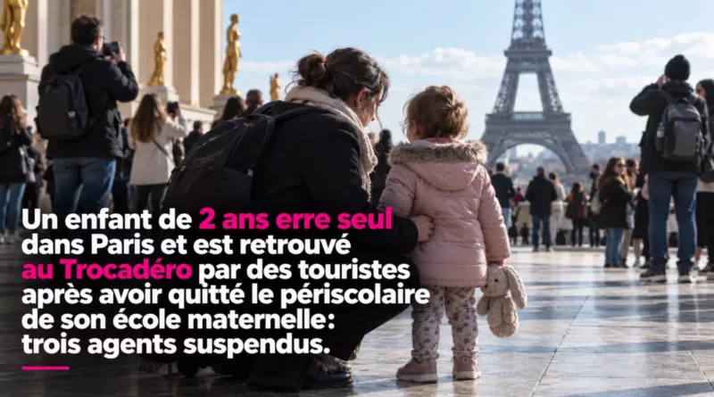 Un enfant de 2 ans erre seul dans Paris et est retrouvé au Trocadéro par des touristes après avoir quitté le périscolaire de son école maternelle: trois agents suspendus
