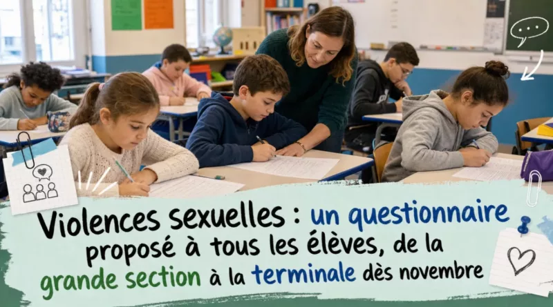 Violences sexuelles : un questionnaire proposé à tous les élèves, de la grande section à la terminale dès novembre