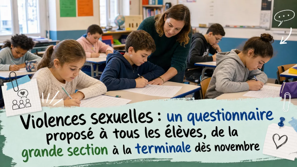 Violences sexuelles : un questionnaire proposé à tous les élèves, de la grande section à la terminale dès novembre