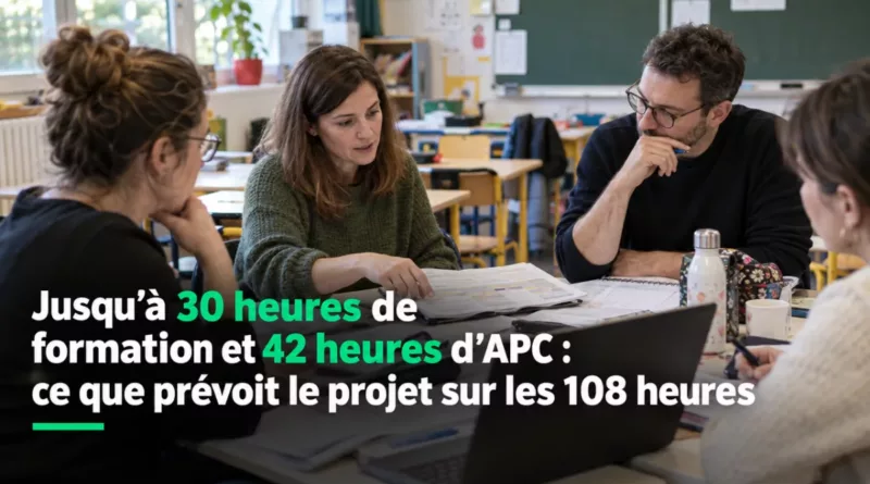 Jusqu’à 30 heures de formation et 42 heures d’APC : ce que prévoit le projet sur les 108 heures