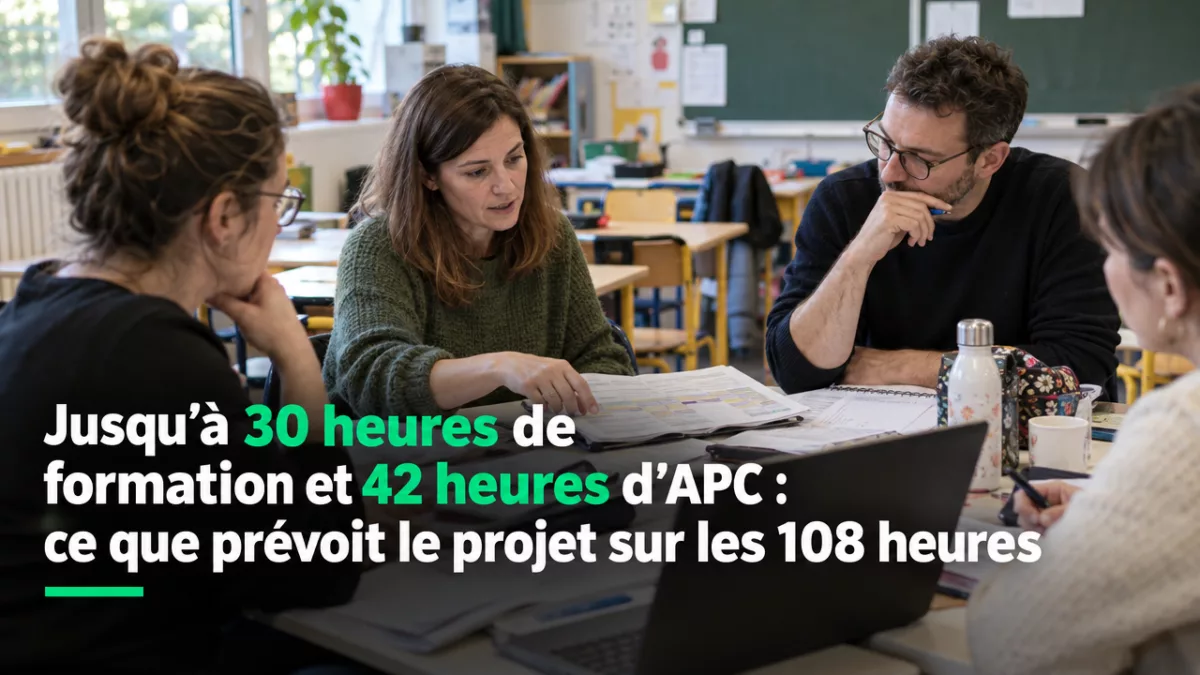 Jusqu’à 30 heures de formation et 42 heures d’APC : ce que prévoit le projet sur les 108 heures