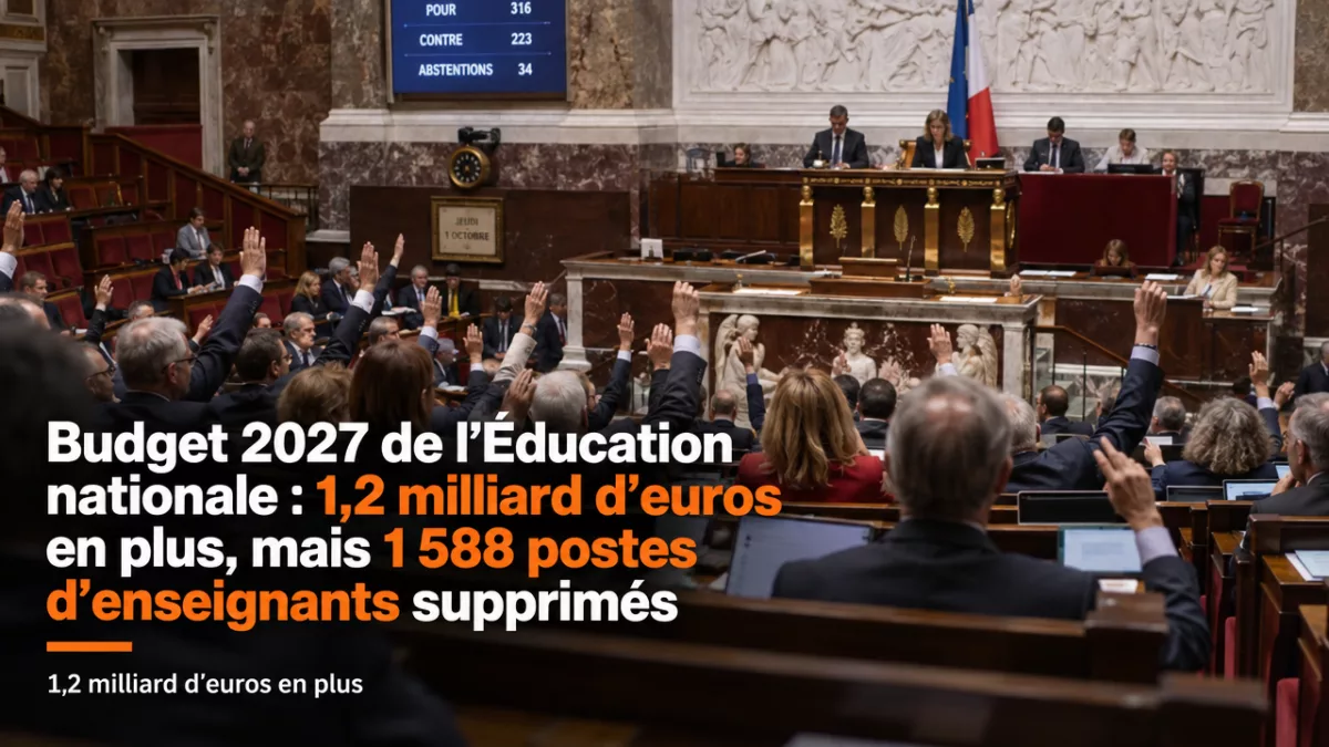 Budget 2027 de l’Éducation nationale : 1,2 milliard d’euros en plus, mais 1 588 postes d’enseignants supprimés