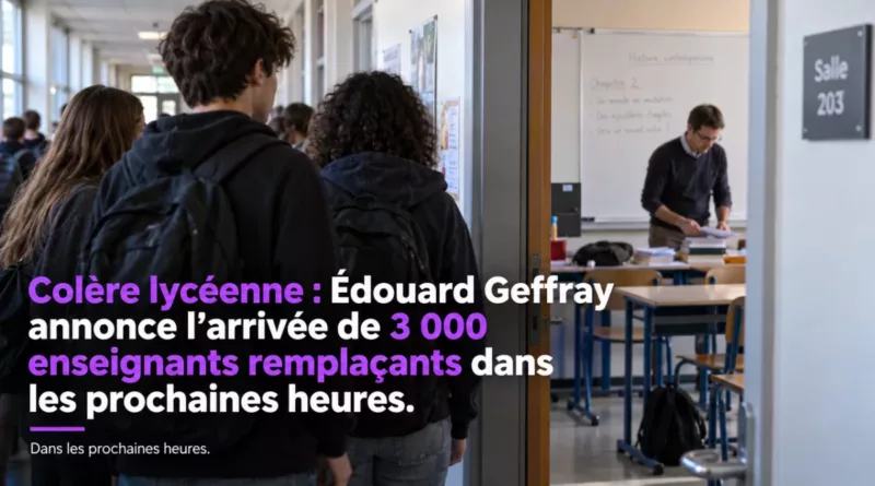 Colère lycéenne : Édouard Geffray annonce l’arrivée de 3 000 enseignants remplaçants dans les prochaines heures.